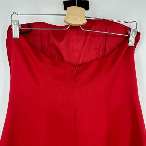 Cache Y2K Strapless Satin Gown Dress Red Formal Cocktail Maxi Long Holiday Size - Picture 9 of 9